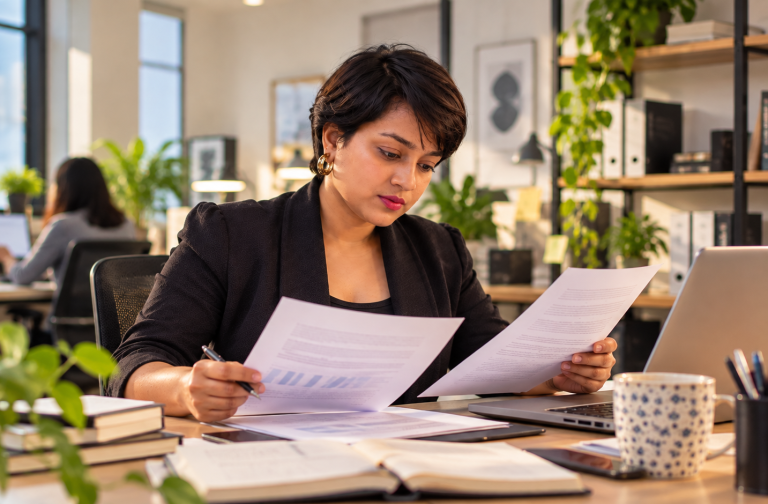 Focused Professional Reviewing Documents